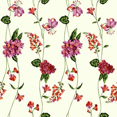 Soyut çiçekler, yapraklar ve meyvelerle renksiz çiçek desenleri. Kırsal vintage biçimi, kaynak biçimi veya duvar kağıtları ile suluboya iz beyaz arkaplanda izole