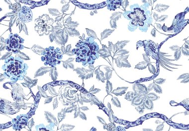 Soyut çiçekler, yapraklar ve meyvelerle renksiz çiçek desenleri. Kırsal vintage biçimi, kaynak biçimi veya duvar kağıtları ile suluboya iz beyaz arkaplanda izole