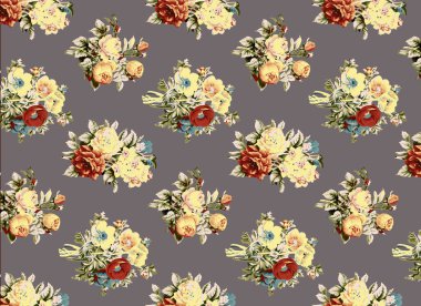 Soyut çiçekler, yapraklar ve meyvelerle renksiz çiçek desenleri. Kırsal vintage biçimi, kaynak biçimi veya duvar kağıtları ile suluboya iz beyaz arkaplanda izole