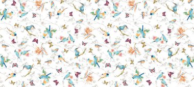 Soyut çiçekler, yapraklar ve meyvelerle renksiz çiçek desenleri. Kırsal vintage biçimi, kaynak biçimi veya duvar kağıtları ile suluboya iz beyaz arkaplanda izole