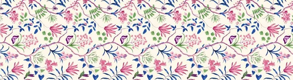 Colorful seamless floral pattern with abstract flowers, leaves and berries. Watercolor print in rustic vintage style, textile or wallpapers in provence style isolated on white background
