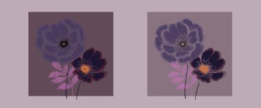 Soyut çiçekler, yapraklar ve meyvelerle renksiz çiçek desenleri. Kırsal vintage biçimi, kaynak biçimi veya duvar kağıtları ile suluboya iz beyaz arkaplanda izole