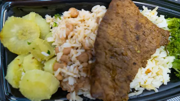 traditional brazilian meal with rice and beans