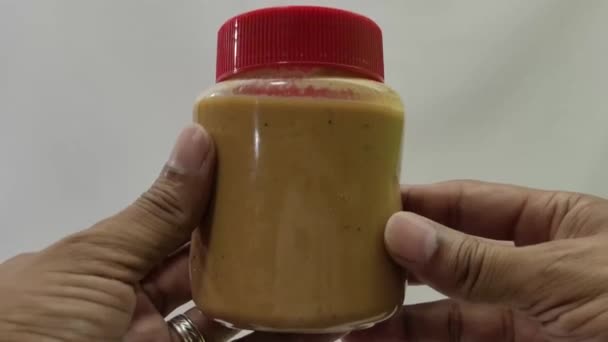 Frasco Manteiga Amendoim Muito Apreciado Pelos Norte Americanos Brasileiros — Vídeo de Stock