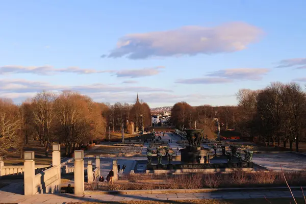 stock image Vigelandsparken, Vigeland Sculpture Park, Frogner Park, Oslo, 27 March 2016: a park with lots of sculptures