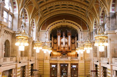 Kelvingrove Art Gallery and Museum, Glasgow Museum, Glasgow, Scotland, United Kingdom- 30 Jan 2016: the indoor hall of the museum taken in daytime clipart