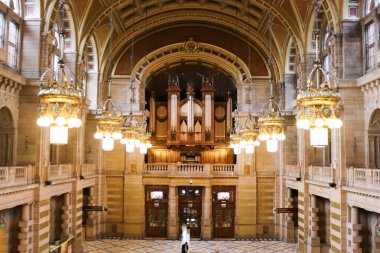 Kelvingrove Art Gallery and Museum, Glasgow Museum, Glasgow, Scotland, United Kingdom- 30 Jan 2016: the indoor hall of the museum taken in daytime clipart