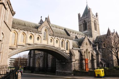 Christ Church Cathedral, Dublin, Ireland, Europe - 7 March 2016: exterior facade of a church. It is The Cathedral of the Holy Trinity or the cathedral of the United Dioceses of Dublin clipart