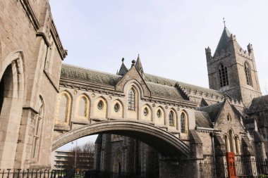 Christ Church Cathedral, Dublin, Ireland, Europe - 7 March 2016: exterior facade of a church. It is The Cathedral of the Holy Trinity or the cathedral of the United Dioceses of Dublin clipart