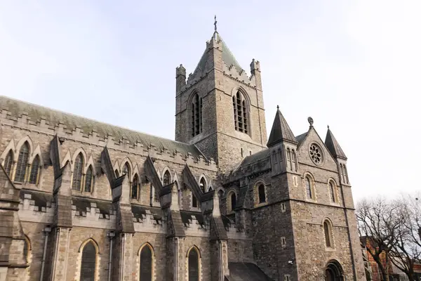 Christ Church Katedrali, Dublin, İrlanda, Avrupa - 7 Mart 2016: bir kilisenin dış cephesi. Kutsal Üçlemenin Katedrali ya da Dublin Birleşik Piskoposluğu Katedrali.