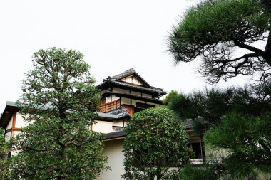 Kiunkaku Ryokan Müzesi, Atami, Shizuika, Honshu, Japonya - 31 Ekim 2024: Kiunkaku Eski Ryokan, açık hava Japon bahçeli, ağaçlı ve taşlı konak binasının dışı