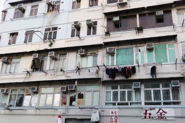 Kowloon City, Kowloon, Hong Kong - 12 Ocak 2025: Eski apartman binaları ya da Çince 