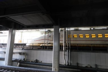 Hakata, Fukuoka, Japonya- 5 Kasım 2024: Shinkansen tren istasyonun üst katında korunaklı.