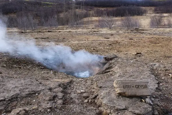 Litli Geysir, İzlanda, Avrupa 'da küçük bir kaplıca dumanı çıkıyor.