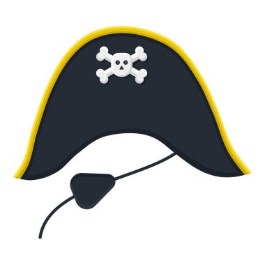 Korsan Şapka Aksesuarları Çizimi. Kemikli ve Kafataslı Siyah Korsan Şapkası.