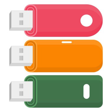 USB Flash disk Veri Aktarım Vektörü. Taşınabilir depolama diski. USB Dosya Depolama.