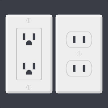 Beyaz Elektrik Soket Vektörü. Wall Soket İllüstrasyonu. Elektrik Soketi.