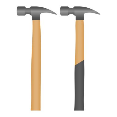 Güçlü tahta çekiç tamir aracı taşıyıcısı. Beyaz Arkaplanda Basit Çekiç Elementi. Çekiç Simgesi.