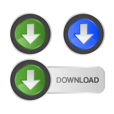 Mavi Yeşil Parlak İndirme Düğmesi Vektörü. Simge Ayarını İndir. Down Arrow ile İndir.