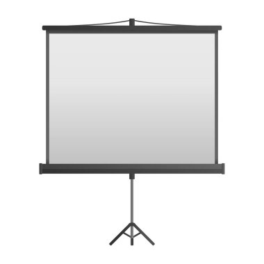 Temiz Beyaz Projektör Ekran Vektörü. Projektör Ekran Eğitim Elementi, Toplantı.