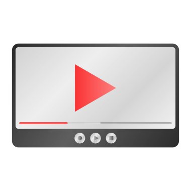 Video Oynatıcı Arayüz Vektörü. Düğme Simgesi çal. Kaydırma Çubuğu, Oynat ve Durdur Düğmeleri ile Video İlerleme Çubuğu.