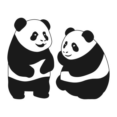 Beyaz Arkaplanda Şirin Panda Vahşi Hayvan Vektörü. Siyah ve Beyaz Panda Ayakta.
