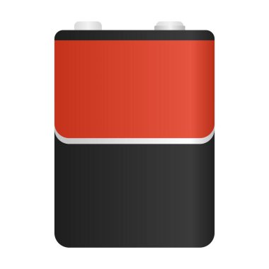 Siyah ve Kırmızı Büyük Batarya Vektörü. Kişisel Güç Kaynağı İçin Birincil Batarya.