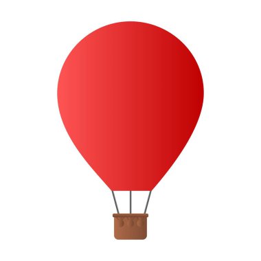 Beyaz Arkaplanda Basit Kırmızı Sıcak Hava Balon Vektörü. Yüzen Sıcak Hava Balonu. Hava Macerası.