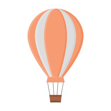 Yüzen Çizgili Sıcak Hava Balon Vektörü. Beyaz Arkaplanda Sıcak Hava Balon Simgesi. Hava Taşımacılığı.