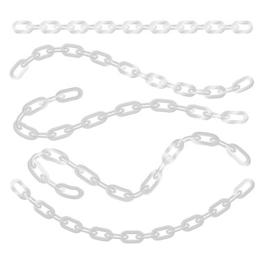 Beyaz Arkaplanda Gümüş Metal Zincir. Güçlü Metal Zincir Element Tasarımı.