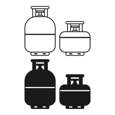 Silindir Benzin Deposu Siyah ve Dış Hatlar Biçimi. Basit Yakıt Benzin Tankı Simgesi.