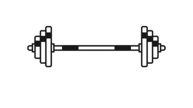 Barbell Rutin Çalışma Hattı Simge Canlandırması. Spor Sağlıklı Yaşam Tarzı. Halter Beyaz Arkaplan.