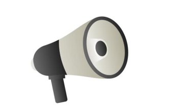 Hoparlör Megafon Animasyonu. Reklam ve Etkinlikler için megafon. Beyaz Arkaplanda Siyah Hoparlör.