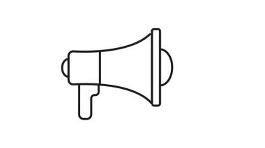 Megafon Hoparlör Hattı Simge Animasyonu. Duyurular için megafon. Konuşmalar için Halk Sözcüsü.