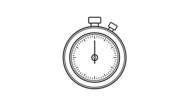 Basit Durak İzleme Simgesi Çizgi Simgesi Simgesi. Dönen Zaman Göstergesi Oku ile Kronometre İzi.