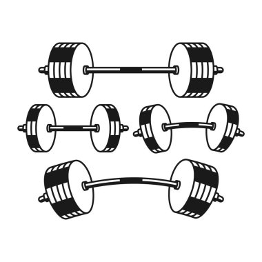 Fitness Teçhizatı Barbell Siyah Düz ve Taslak Tarzı. Ağırlık Kaldıran Halter.