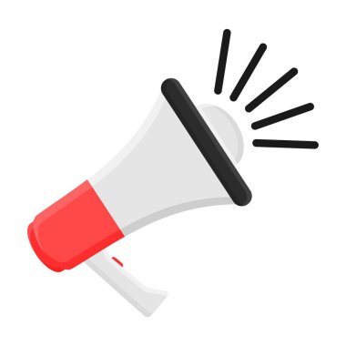 Megafon Duyuru Mesaj Vektörü. Beyaz Arkaplanda Megafon Simgesi. İletişim Aygıtı.