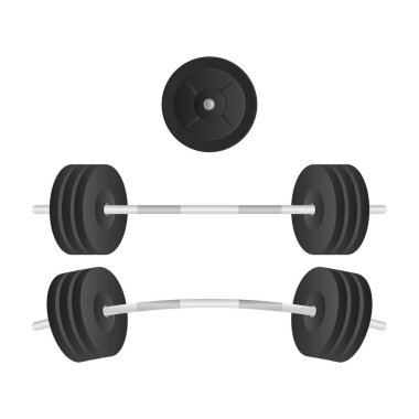 Siyah Halter Spor Malzeme Vektörü. Halter, ağırlık kaldırma, vücut geliştirme, spor ve dayanıklılık eğitimi için halter.