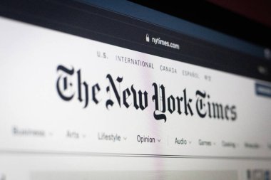 The New York Times 'ın (NYT) İnternet sitesindeki logosu Bilgisayar Ekranı Simge Haberleri Medya Markası' nda görüntülendi