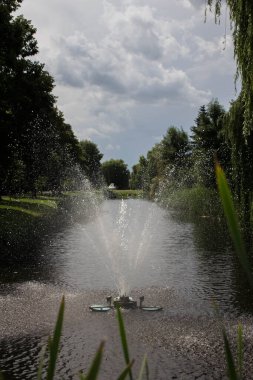 Parkta gölde çeşme