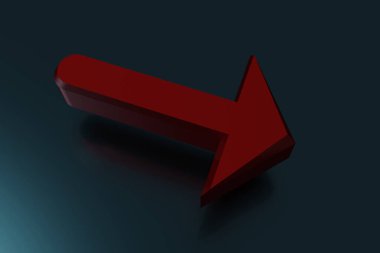 Kırmızı Ok İşaretinin 3B Görünümü.