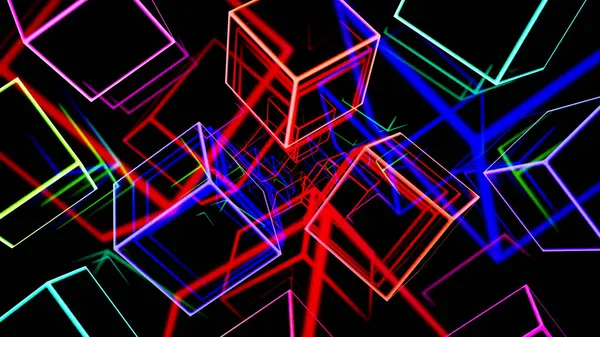 Geometrik desenli renkli Küp ve Çember soyut arkaplanı