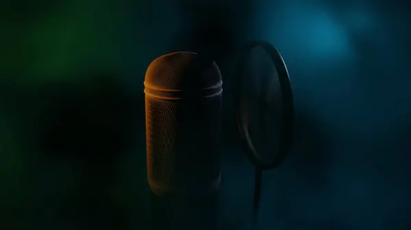 stock image Studio microphone and pop shield on Hazy background