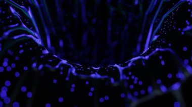 Parlayan parçacıklarla soyut arkaplan. 3D illüstrasyon, 3D canlandırma.