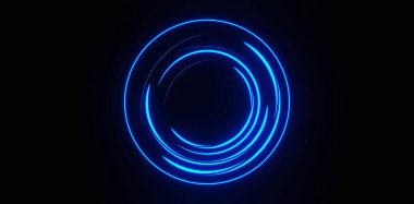 3D görüntüleme, mavi neon ışık çizgileri.