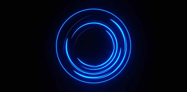 3D görüntüleme, mavi neon ışık çizgileri.