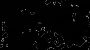 Döngü animasyonunda derin siyah bir arkaplan boyunca akan zarif beyaz parçacık çizgisi deseni