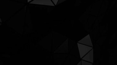 Sallanan siyah üçgen deseni dinamik ve sanatsal bir üç boyutlu döngü animasyonu oluşturur