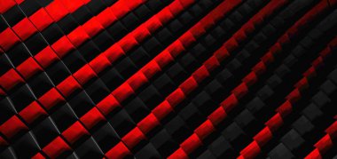 Fütürist Tarzlı Kırmızı ve Siyah Kübik Dalgalı Soyut Tasarım