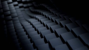 Siyah Renk Kübik Şablon Lüks Geometrik Soyut Tasarım Derinlik ve Doku 3B